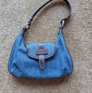 Vintage Tommy Hilfiger Denim and Brown Leather Shoulder Bag